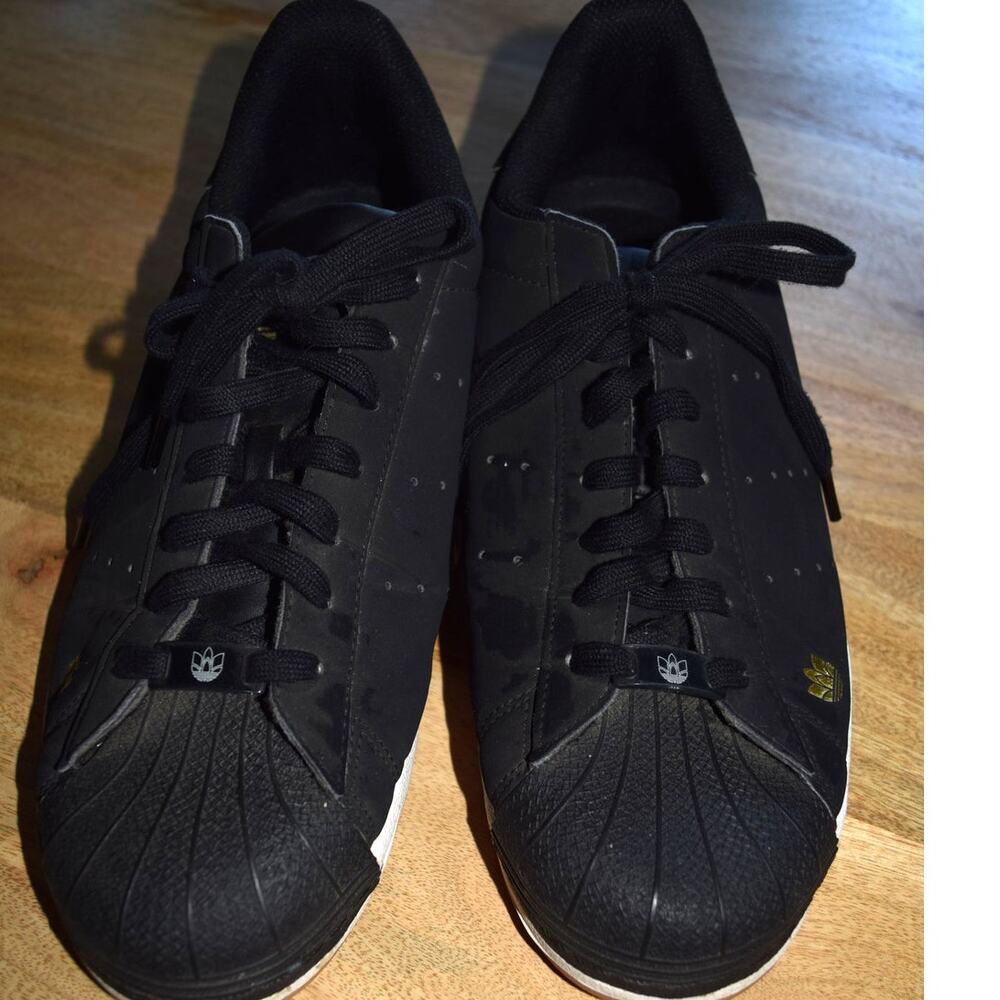 Adidas Originals Superstar Pure Men's Size 12 Black Gold Gum Sole Sneaker FY2145